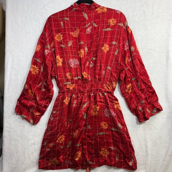 Vintage Victoria's Secret XS/S Red Floral Silk Robe Tied Pockets Luxury Sexy Y2K - Picture 6 of 10